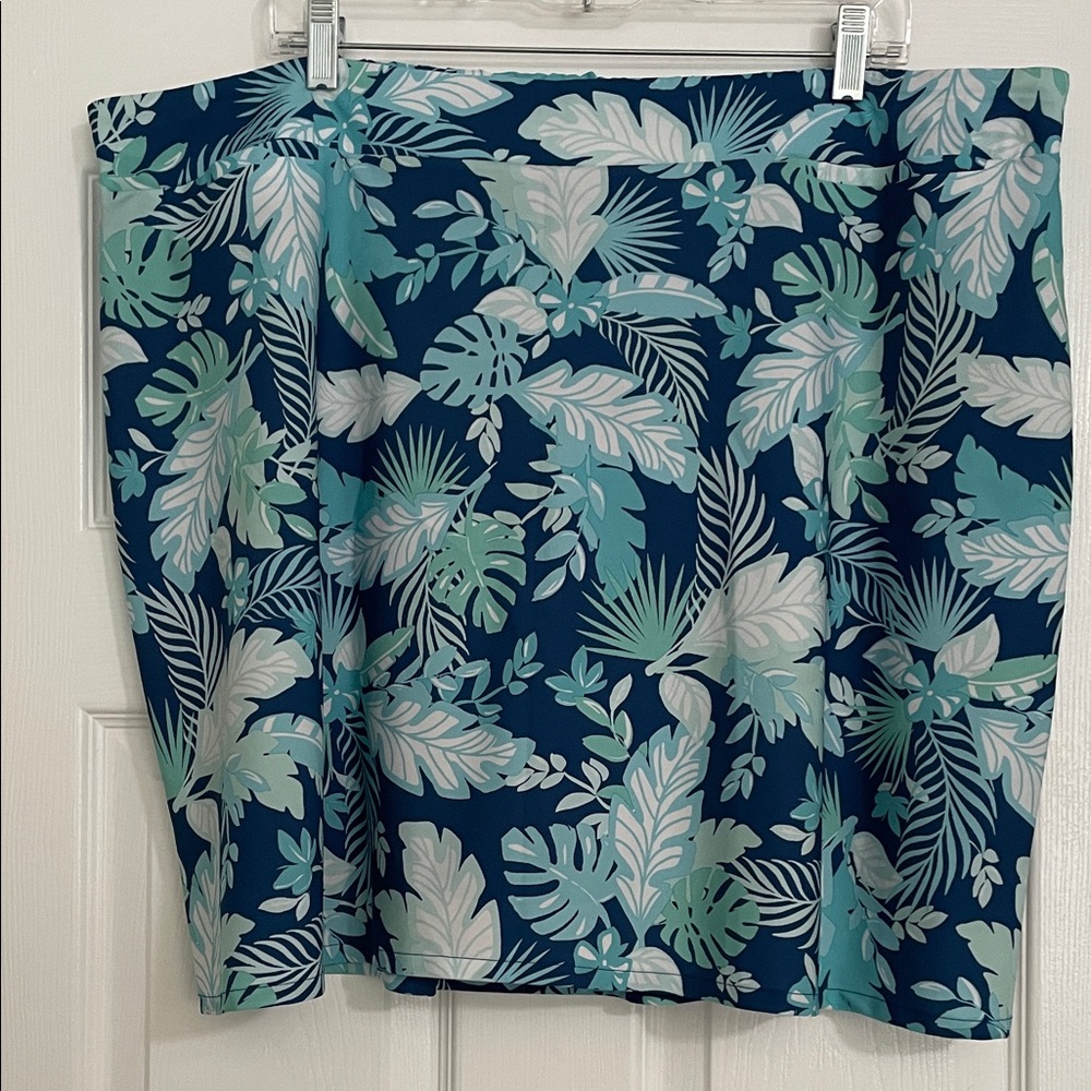 Tropical Leaf Print Skort